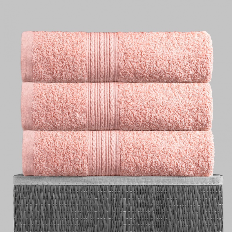 Полотенце махровое с бордюром (Персик)